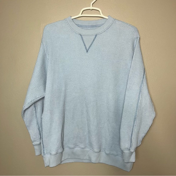 aerie Tops - Aerie The Sweat Waffle Crew Neck Sweatshirt Monaco Blue Small